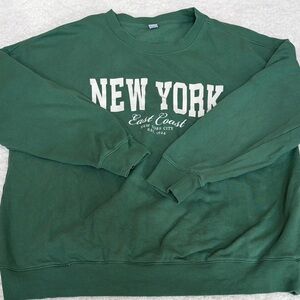 Green New York oversized Graphic Sweater